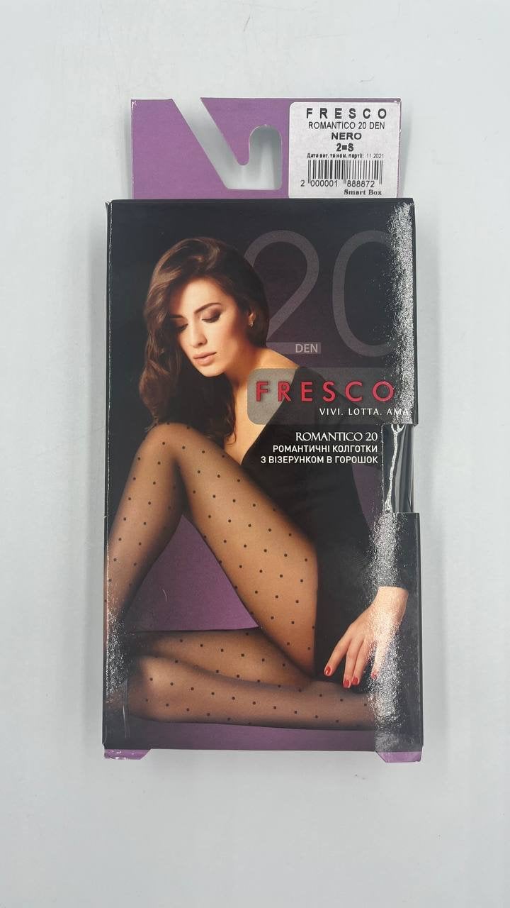 FRESCO колготы женские с узором в горошек ROMANTICO 20den nero 3, mini