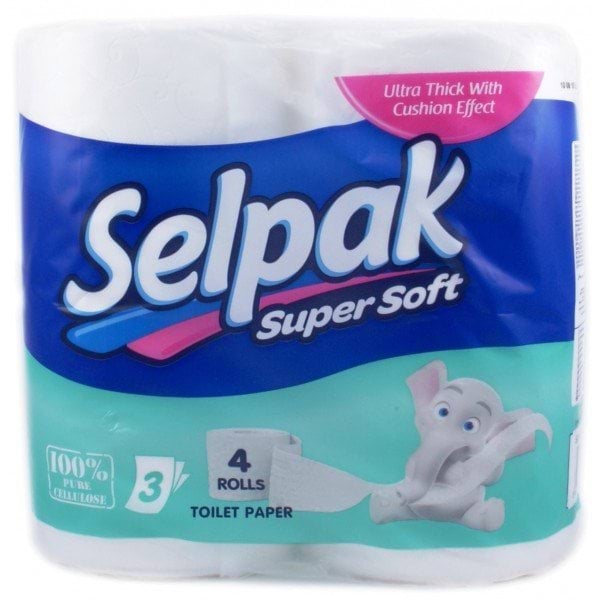 Selpak туалетная бумага белый 3шаров, 4шт