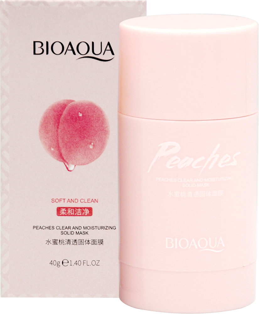 Твердая маска для лица BIOAQUA с аппликатором очищающая Peaches, 40г