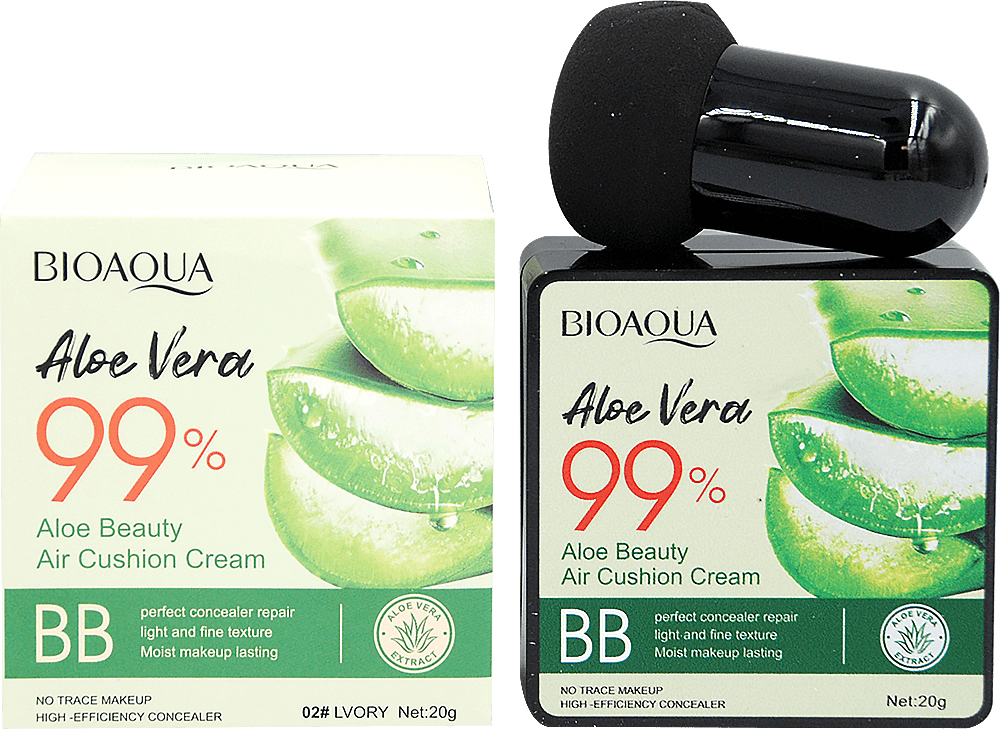 Кушон BIOAQUA  Aloe Vera 99%  Ivory тон 02, 20 г