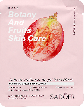 Маска для лицо тканевое Виноград Sadoer Botany and fruits skin care, 25 г