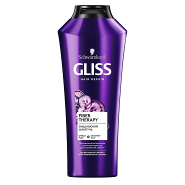 Зміцнюючий шампунь GLISS Fiber Therapy для виснаженого волосся після фарбування та стайлінгу, 400 мл