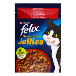 Корм для котів Felix Sensations з яловичина в желе з томатами, 85 г