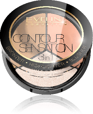 Палитра для макияжа лица Eveline 3в1 Contour Sensation № 02-PEACH BEIGE, 13.5 г