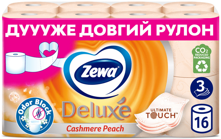 Туалетний папір Zewa Deluxe "Персик", 3 шари, 16 шт.