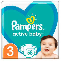 Pampers Active Baby підгузки Розмір 3 (6-10 кг) 58 шт