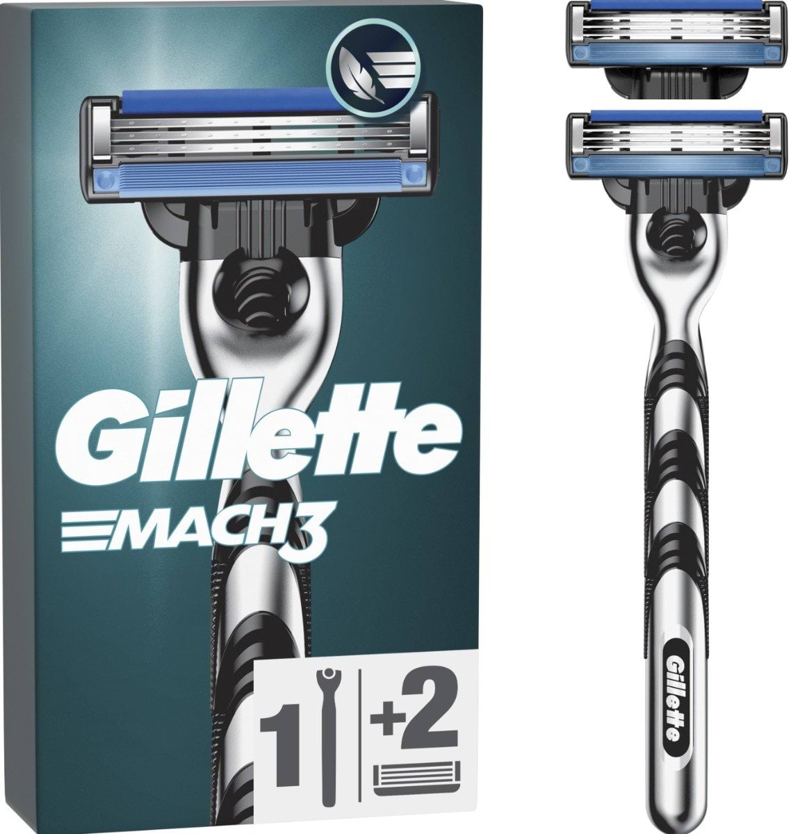 Станок для гоління чоловічий (бритва) Gillette Mach3 Charcoal з 2 змінними картриджами, 1 шт