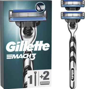 Станок для бритья мужской (Бритва) Gillette Mach3 Charcoal с 2 сменными картриджами,1 шт