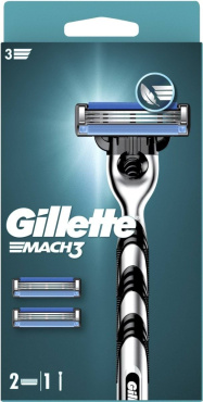Станок для бритья мужской (Бритва) Gillette Mach3 Charcoal с 2 сменными картриджами,1 шт фото 1
