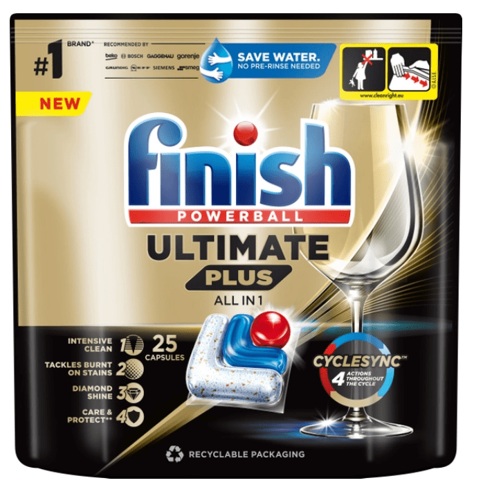 Капсулы для мытья посуды в посудомоечной машине Finish Ultimate Plus All in 1, 25 капсул