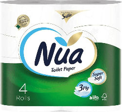 Nua туалетная бумага белая 3 слоя, 4шт