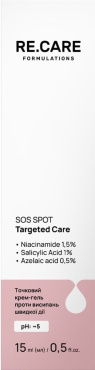 Крем-гель точечный RE.CARE SOS Spot Targeted Care против высыпаний быстрого действия 15мл фото 1
