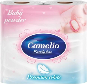 Туалетная бумага Camelia Baby Powder 3 слоя, 4 рулона
