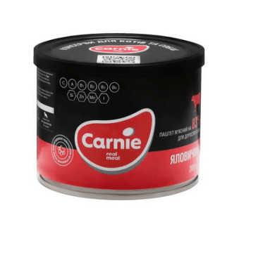 Паштет м'ясний Carnie з яловичиною для дорослих собак, 200г