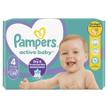 Подгузники Pampers Active Baby Размер 4 (9-14 кг) 46 шт