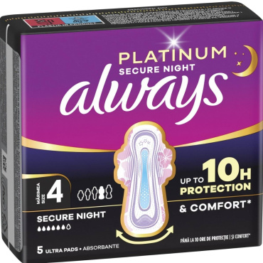 Гігієнічні прокладки Always Platinum Secure Night (Розмір 4) 5 шт фото 1