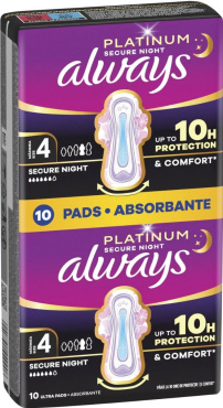 Гігієнічні прокладки Always Platinum Secure Night (Розмір 4) 10 шт фото 1