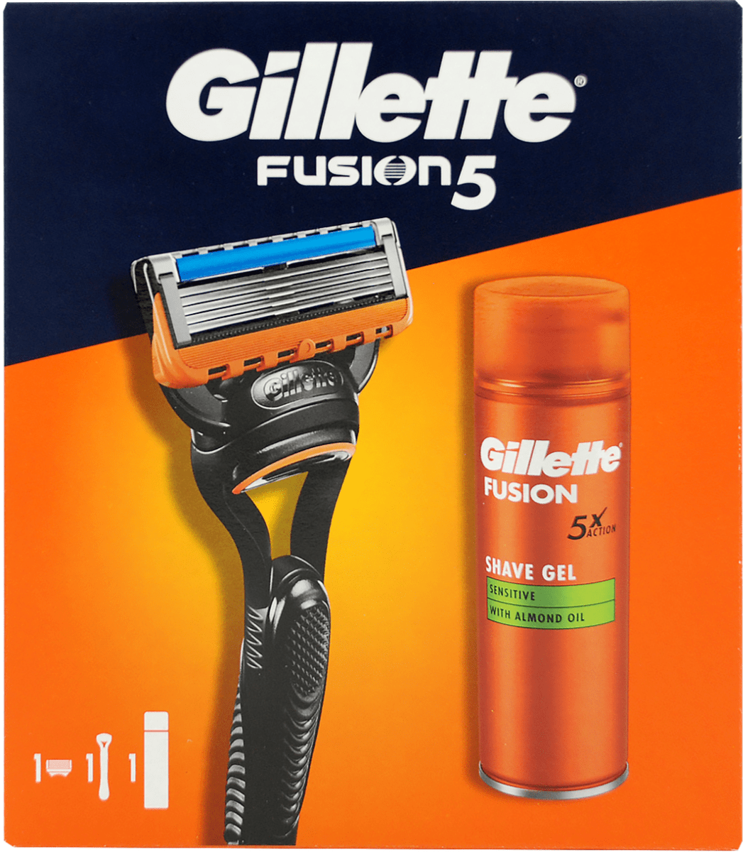 Набір Gillette бритва Fusion5 + змінні касети + гель для гоління 200 мл