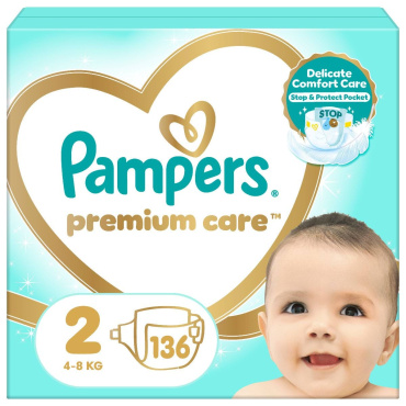 Подгузники Pampers Premium Care Размер 2 (4-8 кг), 136 шт.