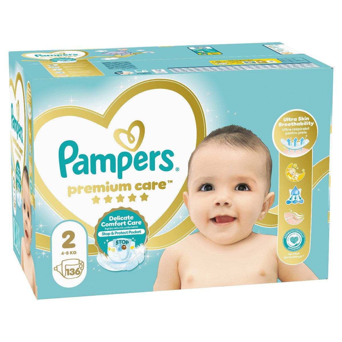 Підгузки Pampers Premium Care Розмір 2 (4-8 кг), 136 шт