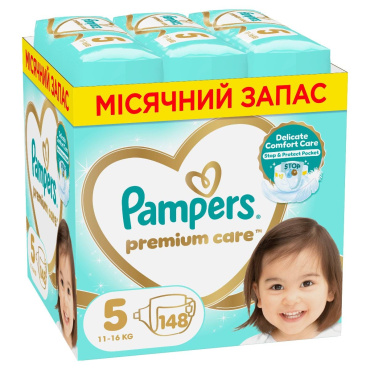 Подгузники Pampers Premium Care Размер 5 (11-16 кг), 148 шт.