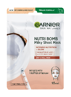 Тканевая маска для сухой и тусклой кожи Garnier Skin Naturals Питание-Бомба с кокосовым молоком 28 г