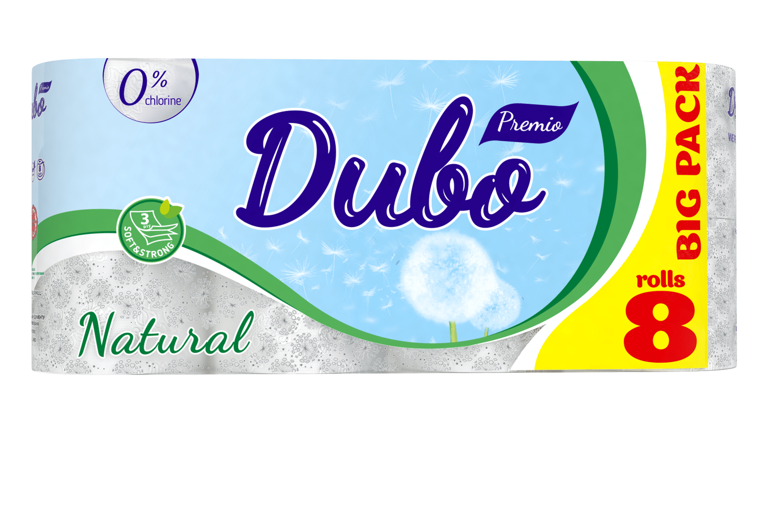 Диво папір туалетний Natural 3-шаровий, 8 шт