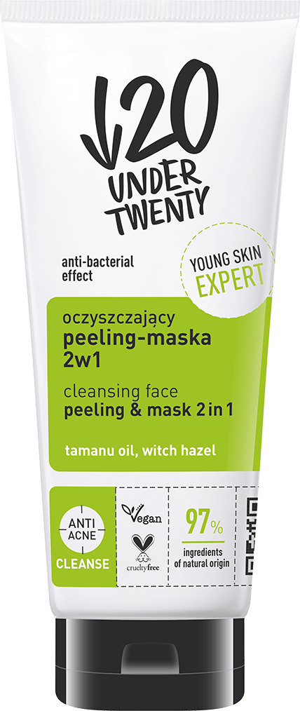 Пілінг-маска Under Twenty 2в1 для обличчя з антибактеріальним ефектом, 100мл