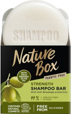 Твердий шампунь Nature Box Olive Oil для зміцнення довгого волосся та протидії ламкості з оливковою олією холодного пресування 85 г