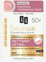 AA крем для обличчя активний ліфтинг освітлюючий нічний 5 Repair Age Technology 50+, 50мл