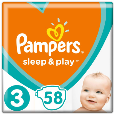 Pampers Sleep & Play підгузки Розмір 3 (Midi) 6-10 кг, 58 підгузників фото 1