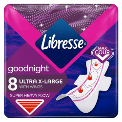 Libresse Ultra Goodnight Extra Large гигиенические прокладки ночные 8 шт