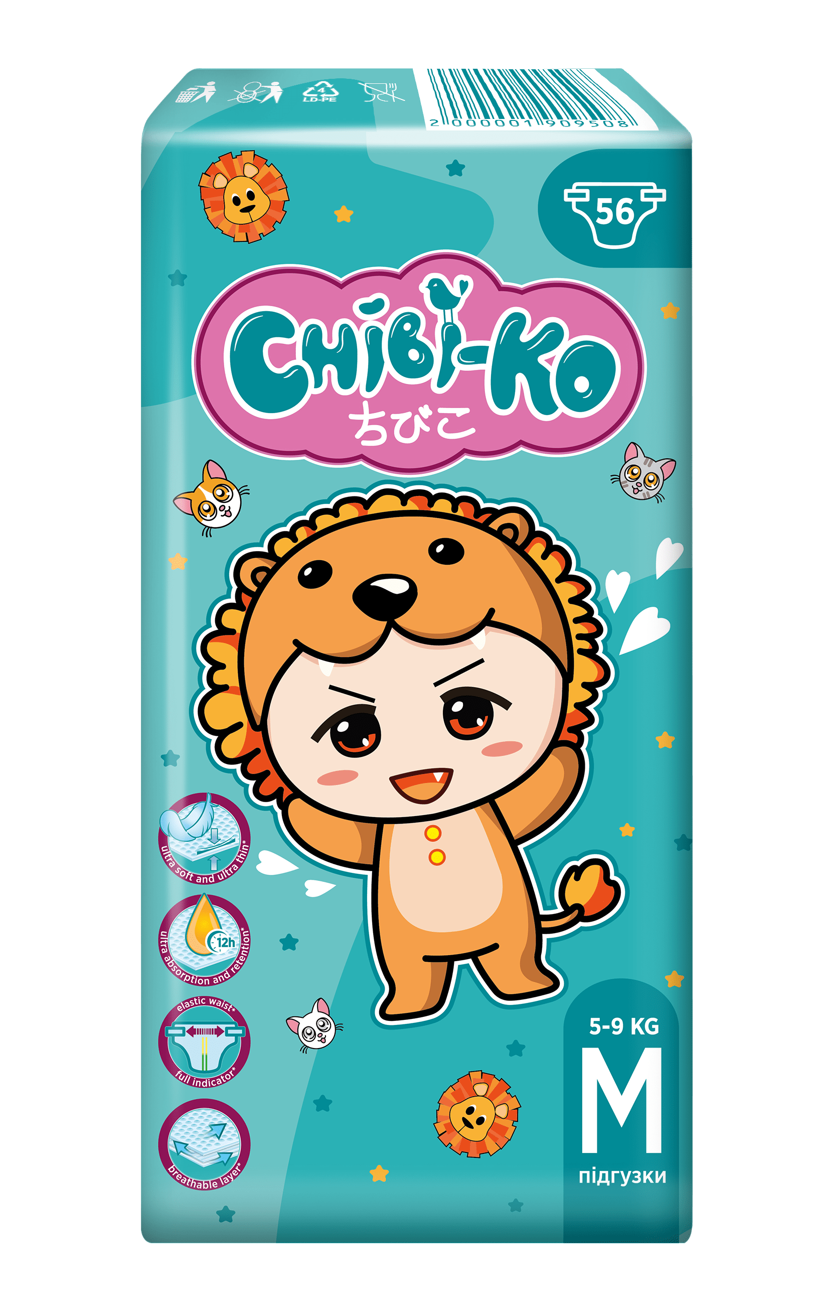 Chibi-Ko детские подгузники M, 5-9 кг, 56 шт