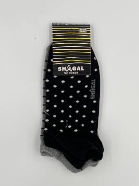 Shagal шкарпетки жіночі вкорочений паголенок р 23-25, смужки та горох, набір 2шт фото 1
