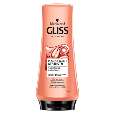 Бальзам GLISS Magnificent Strength для ослабленных и истощенных волос, 200 мл.