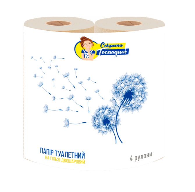 Секрети Господині туалетная бумага из макулатуры, двухслойная с тиснением, 4 рулона