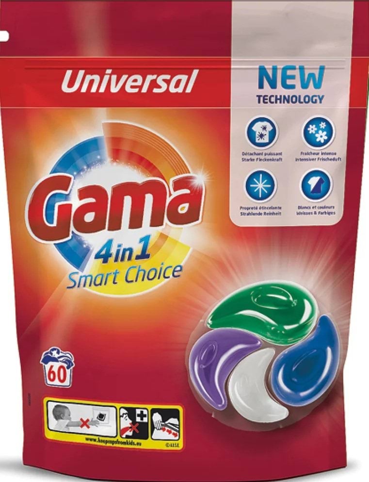 Капсулы для стирки Gamma 4 в 1 Universal 60 шт