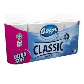 Ooops туалетний папір Classic Sensitive 3 шари, 8шт
