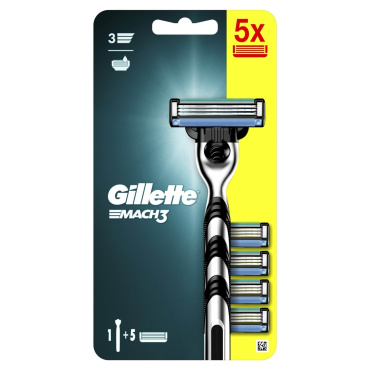 Станок для бритья мужской (Бритва) Gillette Mach3 c 5 сменными картриджами фото 1