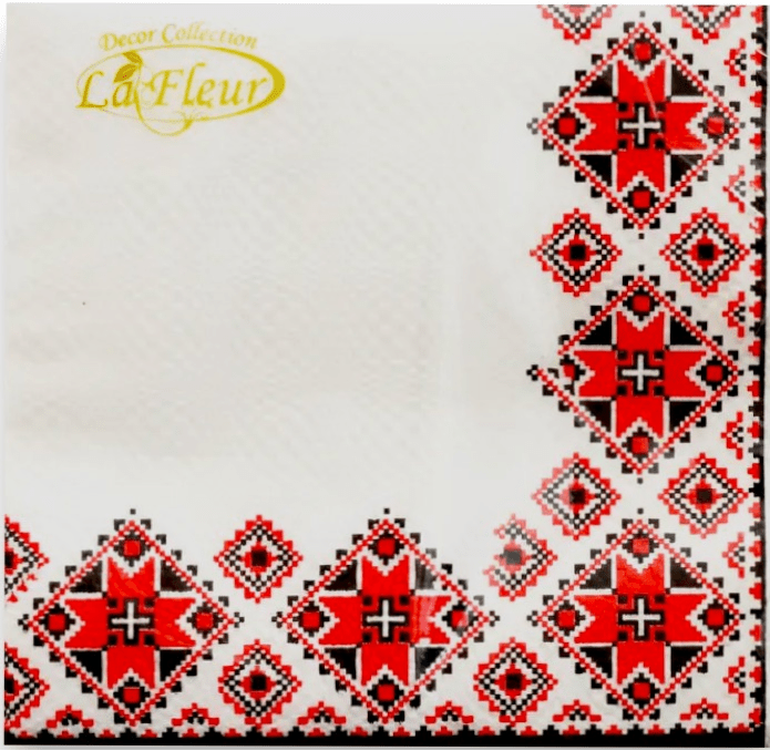 Серветки паперові La Fleur Новорічна вишиванка 33 х 33 см, 2 шари 16 шт
