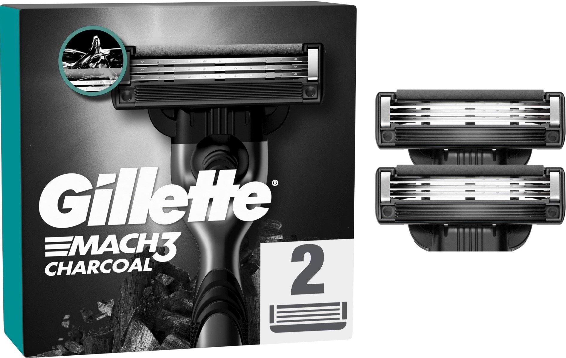 Змінні картриджі для гоління (леза) чоловічі Gillette Mach3 Charcoal, 2 шт