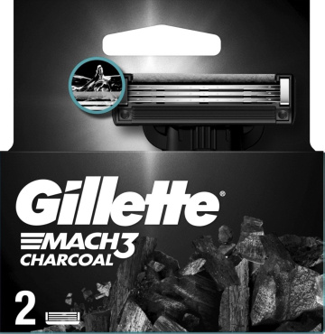 Змінні картриджі для гоління (лезо) чоловічі Gillette Mach3 Charcoal 3 леза, 2 шт фото 1