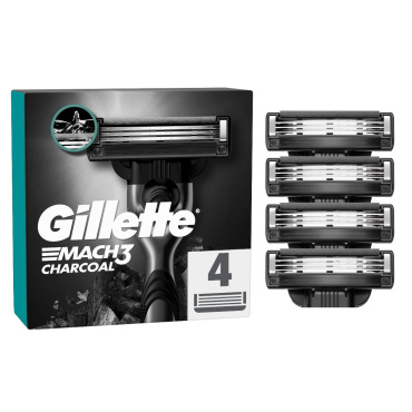 Мужские сменные картриджи для бритья (лезвия) Gillette Mach3 Charcoal, 4 шт 