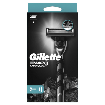 Станок для гоління чоловічий (Бритва) Gillette Mach3 Charcoal з 2 змінними картриджами фото 1