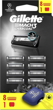 Змінні картриджі для гоління (лезо) чоловічі Gillette Mach3 Charcoal 3 леза, 8 шт фото 1