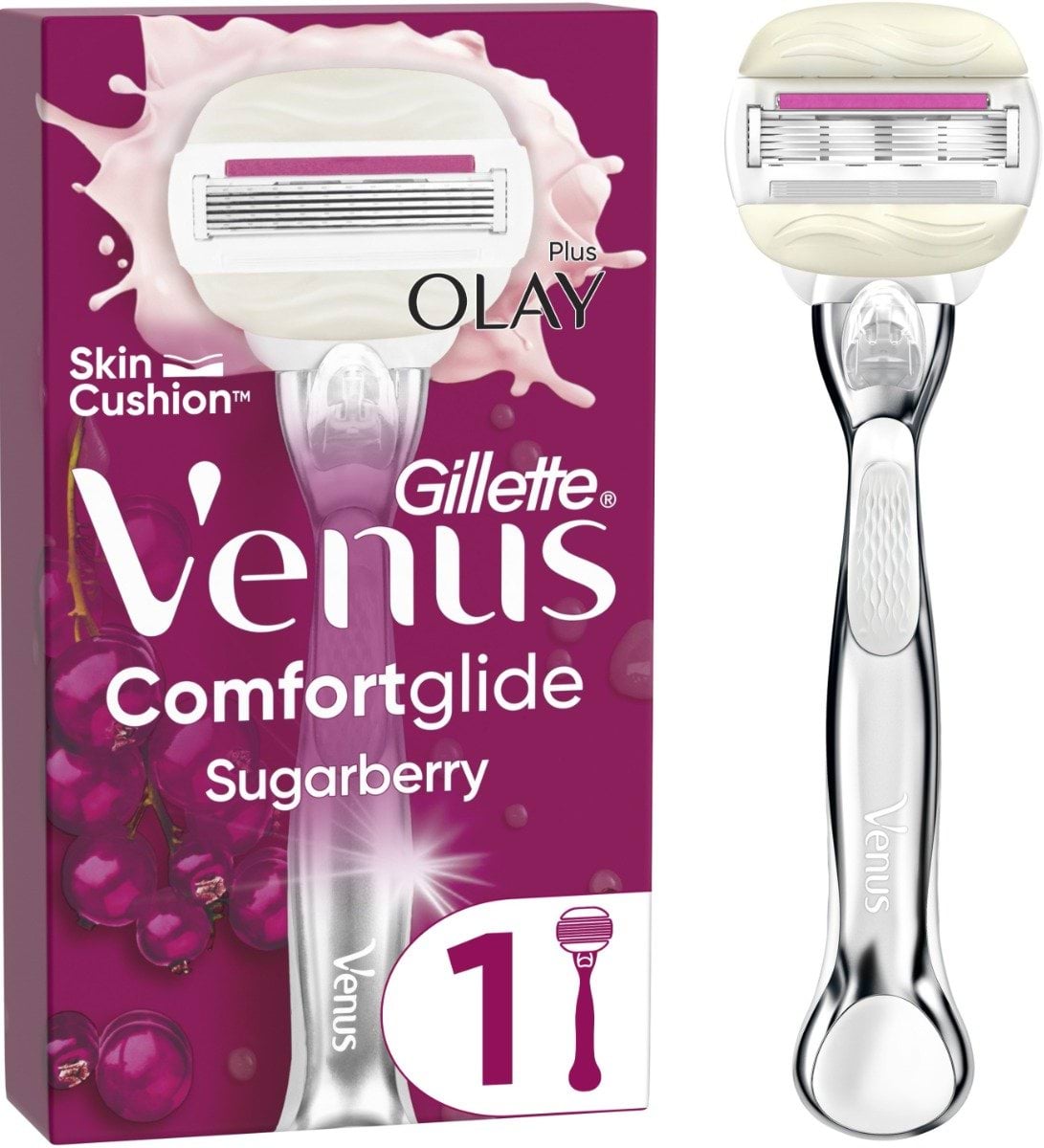 Станок для бритья женский Venus Comfortglide Sugarberry Plus Olay с 1 сменным картриджем