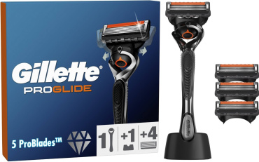 Станок для бритья мужской (бритва) Gillette Fusion ProGlide с 4 сменными картриджами + подставка, 5 лезвий