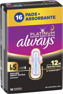 Гігієнічні прокладки Always Platinum Secure Night Extra (Розмір 5) 16 шт фото 1