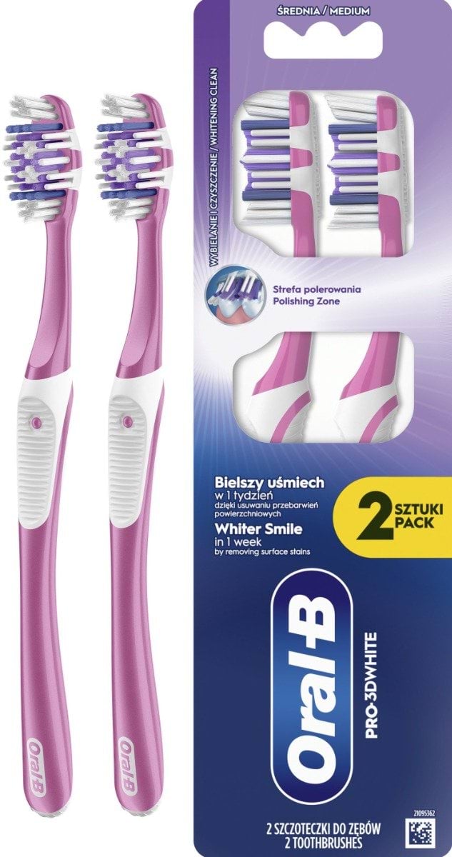 Зубна щітка Oral-B Pro 3D White Відбілювання середньої жорсткості 2 шт.