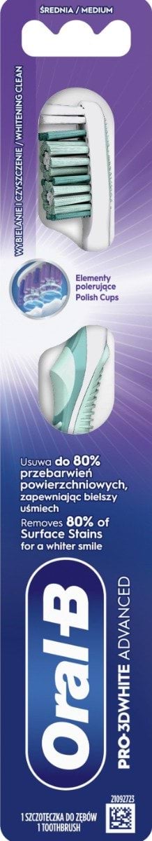 Зубна щітка Oral-B Pro 3D White Advanced Відбілювання середньої жорсткості 1 шт.